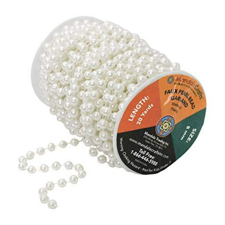  Mandala Crafts Faux White Pearl Beads Garland - 8mm 20