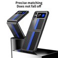 thumbnail image 3 of Carbon Fiber Pattern Pu Leather Case Compatible With Samsung Galaxy Z Flip 4, Hard Pc Frame Shockproof Cover, 3 of 5