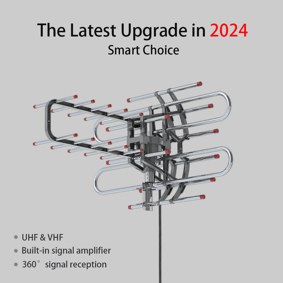 PetFurnishn 980Mile Outdoor TV Antenna Motorized Amplified V/UHF HDTV 1080P 4K Home Apartmet