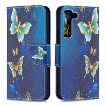 Designed for Samsung Galaxy S22 Plus 5G, Allytech Wallet PU Leather Card Slots Kickstand Flip Case Impact Resistant Protective Magnetic Closure Case for Galaxy S22 Plus 6.7", Green Butterfly