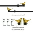 thumbnail image 3 of MERIVILLE 3/4" Diameter Farmhouse Single Window Treatment Curtain Rod, Gold Bird Finials, 48"-84", Black Rod, 3 of 5
