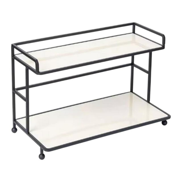 Organizador de encimera de baño, estante de tocador de 2 niveles, soporte independiente, creativo blanco