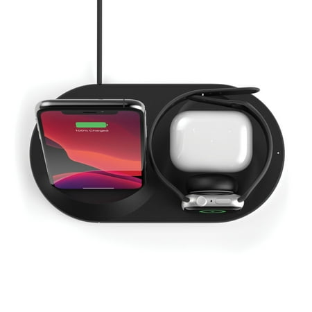 Belkin - 3-in-1 Wireless Charger - Fast Charging Stand for iPhone, Watch & AirPods - Qi-Certified Charger - Case Compatible - Black