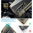 thumbnail image 2 of Compatible with Samsung Galaxy Z Fold 4 Folding Dual Screen Cell Basic Case [with Hinge Protection] [Shockproof Protective] Semi-Auto Mobile Cover Electroplating Transparent Bumper Protector-Gold, 2 of 7