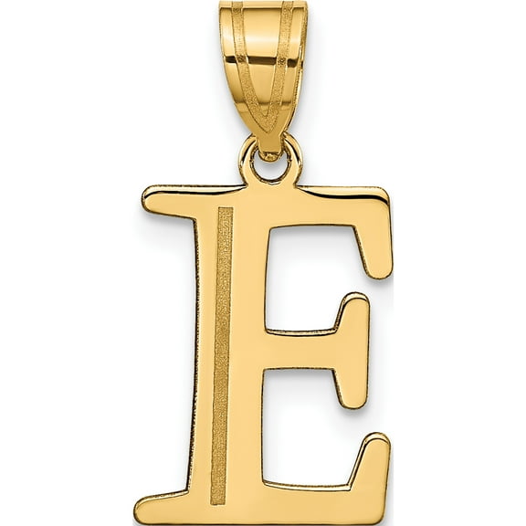 10K Yellow Gold Polished Etched Letter E Initial Pendant - Jbsp