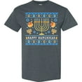 thumbnail image 3 of Inktastic Happy Hanukkah Sweater Style Design with Menorah and Dreidel T-Shirt, 3 of 5