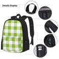thumbnail image 3 of Disketp White Green Plaid Mochila Estampada de Gran Capacidad con Lonchera y Estuche, Set de 3 Piezas para Estudiantes, 3 of 7