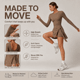 thumbnail image 5 of Feekit Women's Long Sleeve Tennis Golf Dress with Built-in Shorts High Stretch Athletic Workout Romper Skort Dress with Thumb Holes, 5 of 8