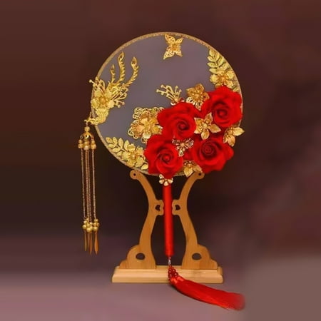 

Chinese Ancient Hand Fans Round Hand Fans Wedding Bouquet Flapper Accessories 13