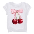 thumbnail image 4 of Ruyang Kids Girls Cotton T Shirt Cute Cherry Bow Print Round Neck Short Sleeve Tops Summer Outdoor Athletic Blouse Tee Tops, 4 of 8