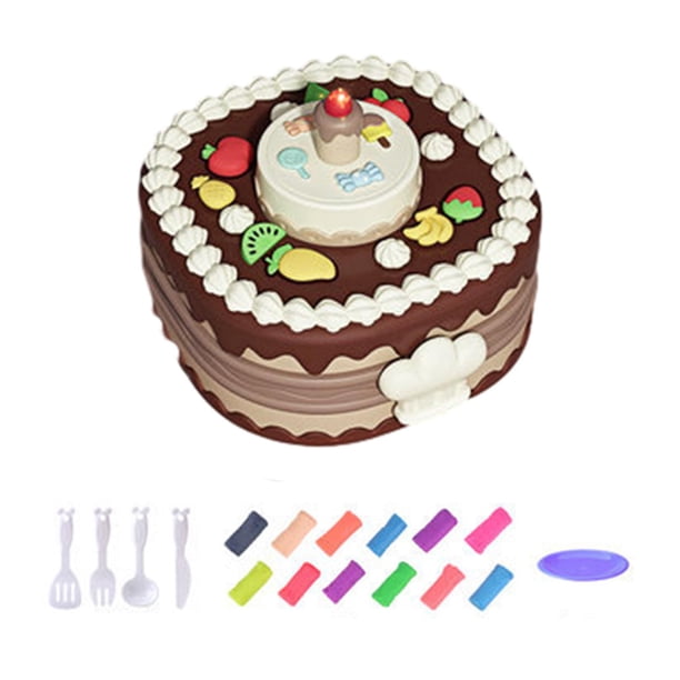 Set de juguetes de arcilla para tarta de cumpleaños con música y luces Marrón