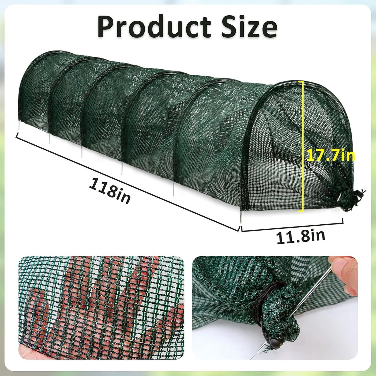 1 Pc Portable Greenhouse Tunnel Shade Net Cover, 2 In 1 Quick-Release Garden Netting For Vegetables Plant Cover, Insect & Bird Protection Cover For Garden，118" x11.8" x11.7"