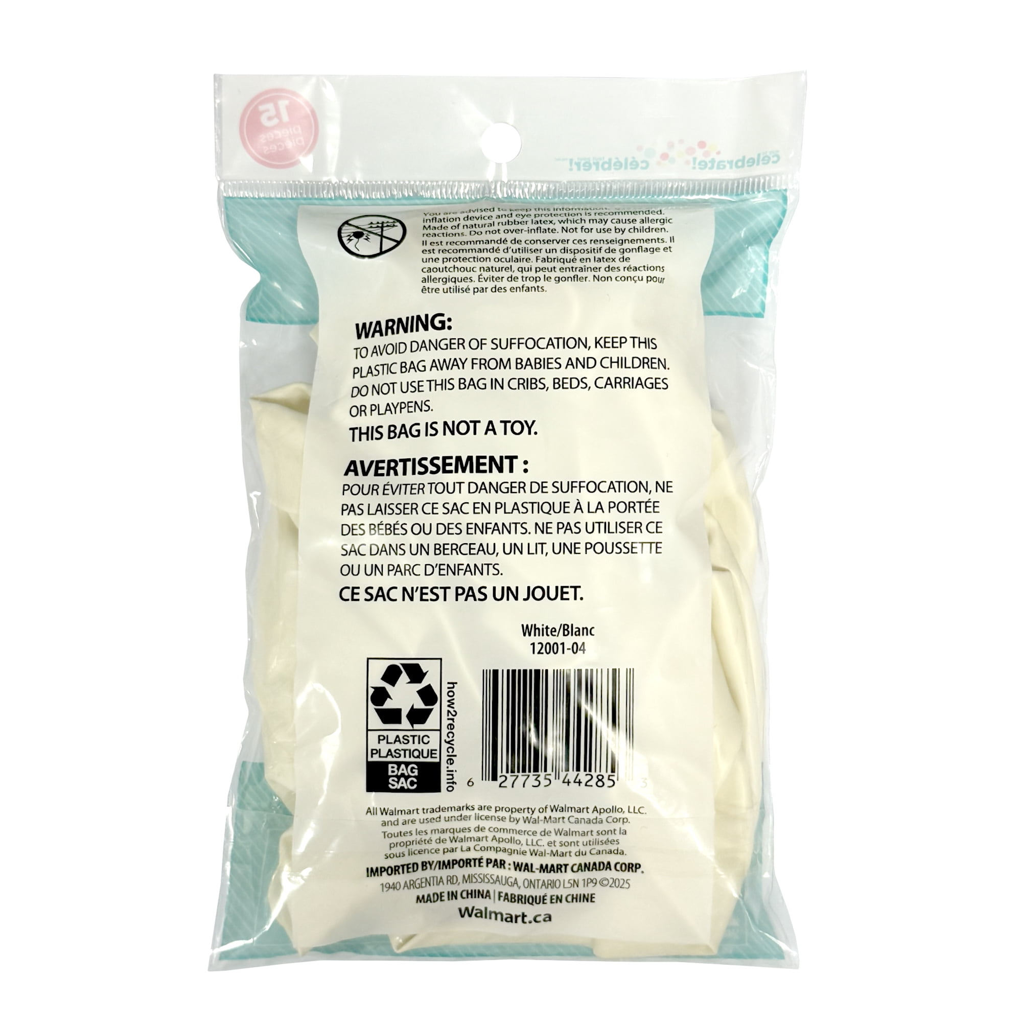 Way To Celebrate! 15 ballons en latex blancs de 30 cm 15 PCS BALLONS BLANC