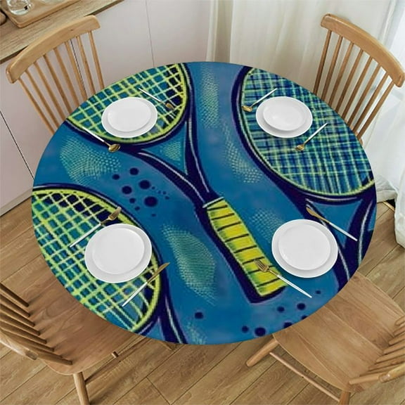 BCIIG Tennis Equipment Round Table Cover Stain Resistant & Washable for Indoor & Outdoor Use - Perfect for Kitchen, Dining, Wedding, Parties - 100% Polyester Fiber Great for Home Kitchen/Parties