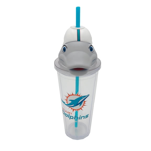 NFL Miami Dolphins Acrylic Tumbler with Team Color Straw and Team Mascot Lid Enclosure