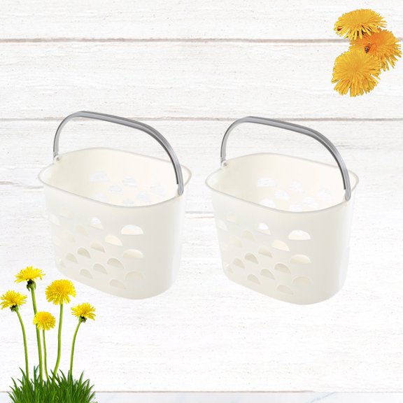 WORGEOUS 2-Pack Portable Shower Storage Baskets, Plastic Bathroom Organizer for Indoor and Outdoor Use, White