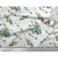 thumbnail image 2 of Soimoi White Velvet Fabric Leaves & Tulip Floral Printed Craft Fabric by the Yard 58 Inch Wide, 2 of 3