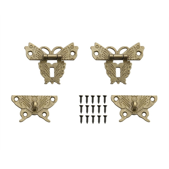 2 uds pestillo de aleación de dise?o Vintage Retro en Forma de Mariposa pestillo Decorativo Cerrojo de Cerrojo para Armario de Caja de joyería de Madera Amonsee No