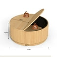 thumbnail image 6 of PHOYAL 31.5" Fluted Round Coffee Table with Flip Top and Hidden Compartments Storage for Living Room, Natural, 6 of 9