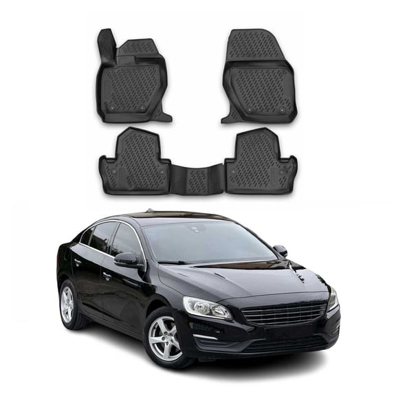 OMAC Floor Mats Liner for Volvo S60 2013-2018 Black TPE All-Weather 4 Pcs