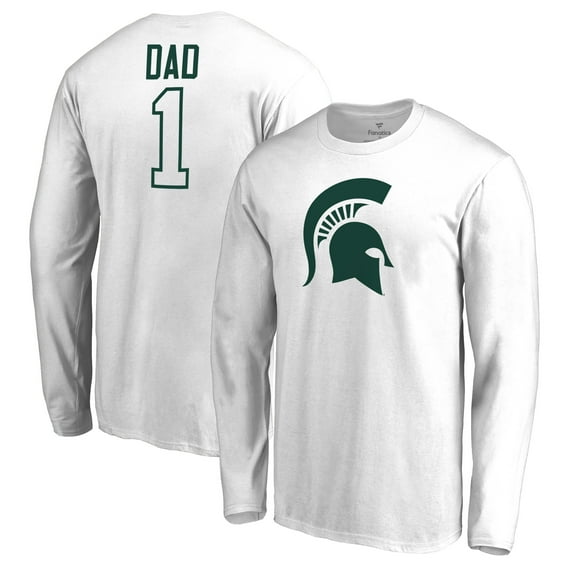 Men's White Michigan State Spartans #1 Dad Long Sleeve T-Shirt