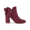 thumbnail image 3 of BLISSFUL STEP Women's Boots Faux Suede Bow Decor Chunky High Heel Round Toe Side Zipper Booties Burgundy 7.5, 3 of 7