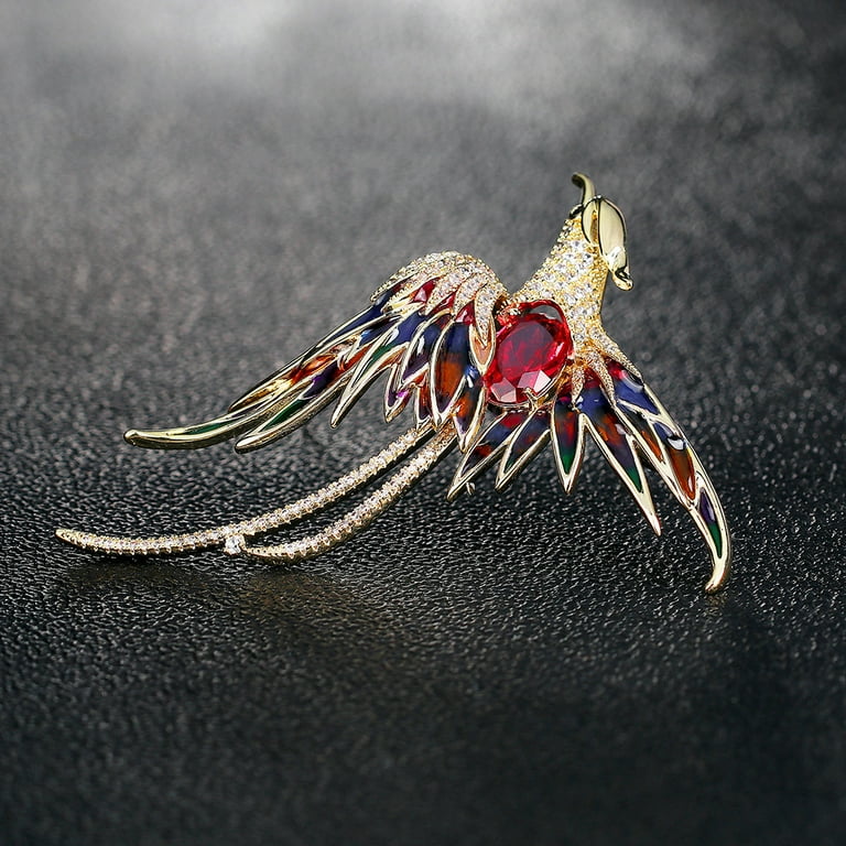 Women's Brooches Pins Temperamental Rhinestone Phoenix Lapel Pin for  Thanksgiving Day Christmas Gift B