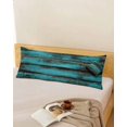thumbnail image 5 of Teal Brown Wood Body Pillow Cover 20 x 60 Inch Decorative Pillow Cover Vintage Chic Shabby Plank Lumbar Pillowcase Seasonal Rectangle Cushion Case for Couch Sofa Bed Living Room, 5 of 7