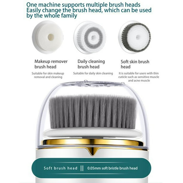 Pjtewawe beauty instrument mini facial cleansing brush ipx5 electric spin  facial brush rechargeable for deep cleansing with 3 brush heads skin  exfoliating face brush for shower and bath use 