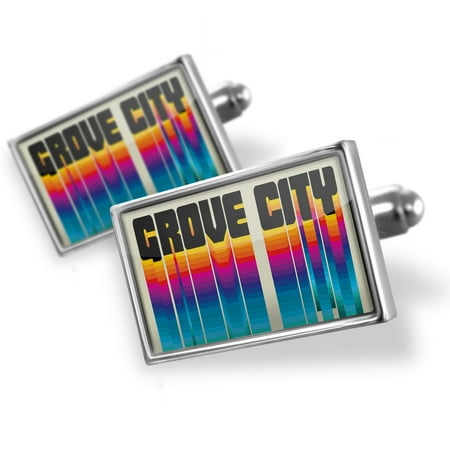 Cufflinks Retro Cites States Countries Grove City - NEONBLOND