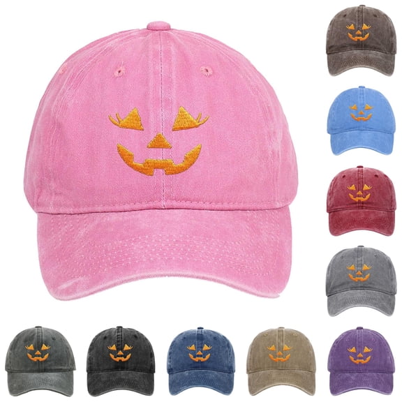 XIAOCHA Halloween Embroidered Baseball Cap for Women Adjustable Hat Band Party Travel Dad Hat,Pink