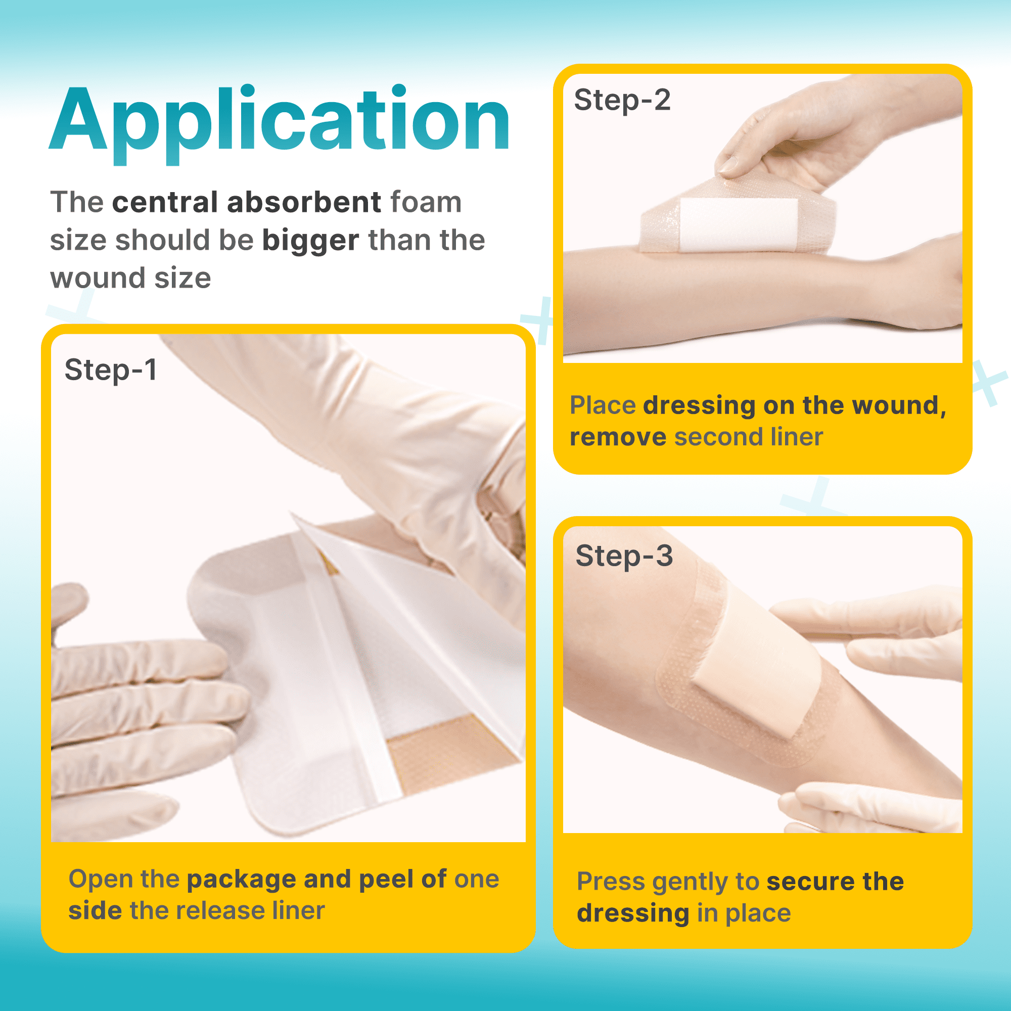 Dimora Silicone Foam Dressing with Border, 4"x4" Waterproof Adhesive Bandages for Bed Sore & Wound Care, FSA & HSA Eligible, 10 Pack