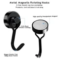 thumbnail image 2 of Fymlhomi 8PCS Magnetic Hook, Refrigerator Magnetic Hooks 33 LB Strong Heavy Duty Neodymium Magnet Hook with 8 Metal Plates, Swivel Swing Magnetic Hooks for Indoor Outdoor Hanging Grill Kitchen Black, 2 of 5