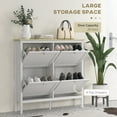 thumbnail image 4 of HOMCOM Narrow Shoe Cabinet with 4 Flip Drawers for 20 Pairs of Shoes, White, 4 of 10