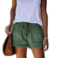 thumbnail image 2 of LYMAYTER Women Pull Rope Shorts Fallow Tassel Shorts Fashion Elastic Waist Shorts Summer Denim Shorts for XS-3XL, 2 of 9