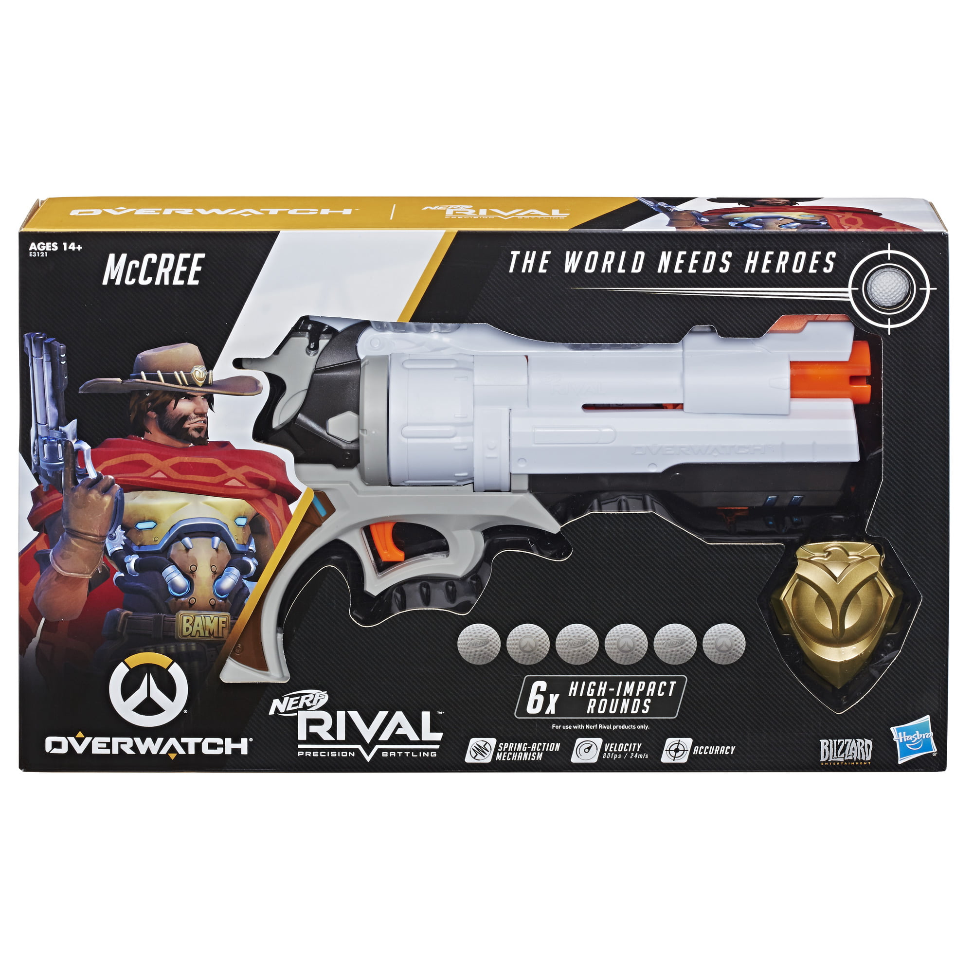 Rival McCree Blaster with Die Cast Badge & 6 Rival Rounds Walmart.com