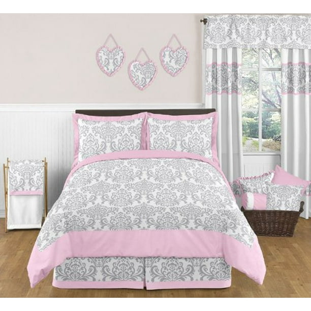 Pink and Gray Elizabeth Childrens and Kids 3 Piece Full / Queen Girls
