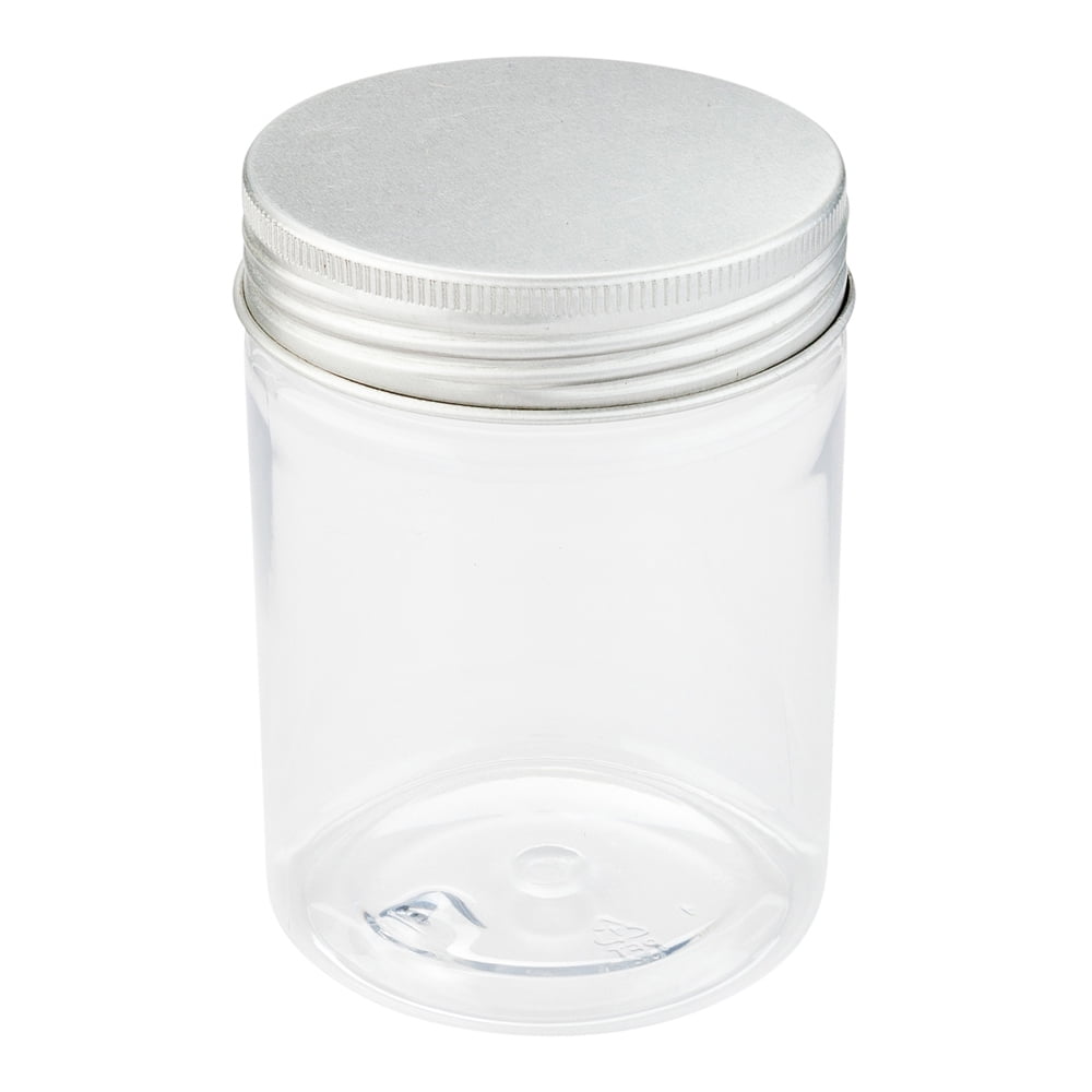 Pack of 2 Large clear EMPTY plastic jars with screw lids for sweets, 