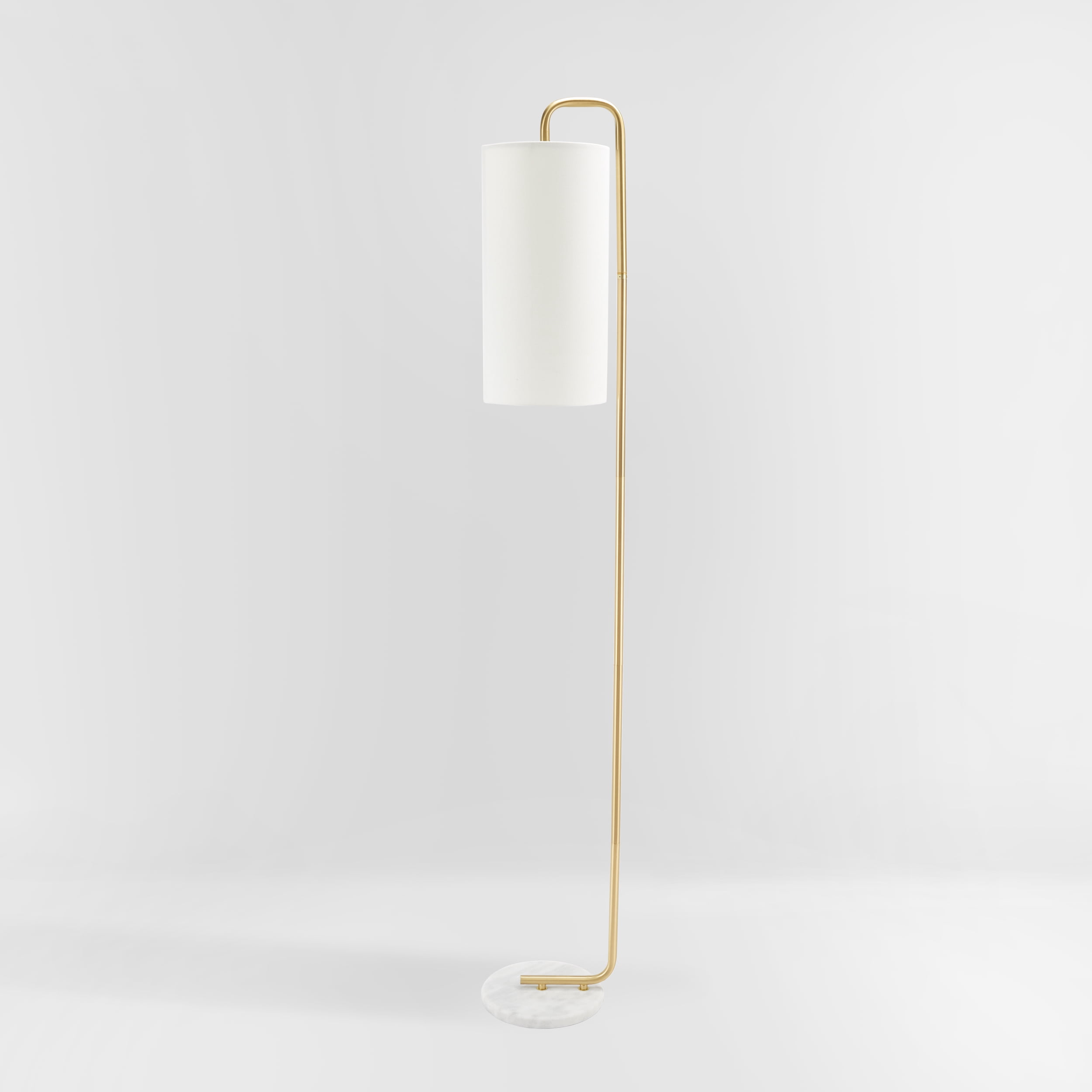 SAFAVIEH Troilus 64 in. Modern White Ceramic Floor Lamp with White Linen Shade, 7.00 x 10.00 x 64.00