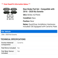 thumbnail image 2 of Rear Brake Pad Set - Compatible with 2016 - 2020 Kia Sorento 2017 2018 2019, 2 of 2