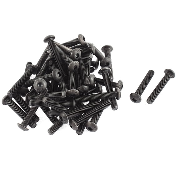 Unique Bargains M5x30mm 10.9 Alloy Steel Button Head Hex Socket Cap Screw Bolt Black 50pcs