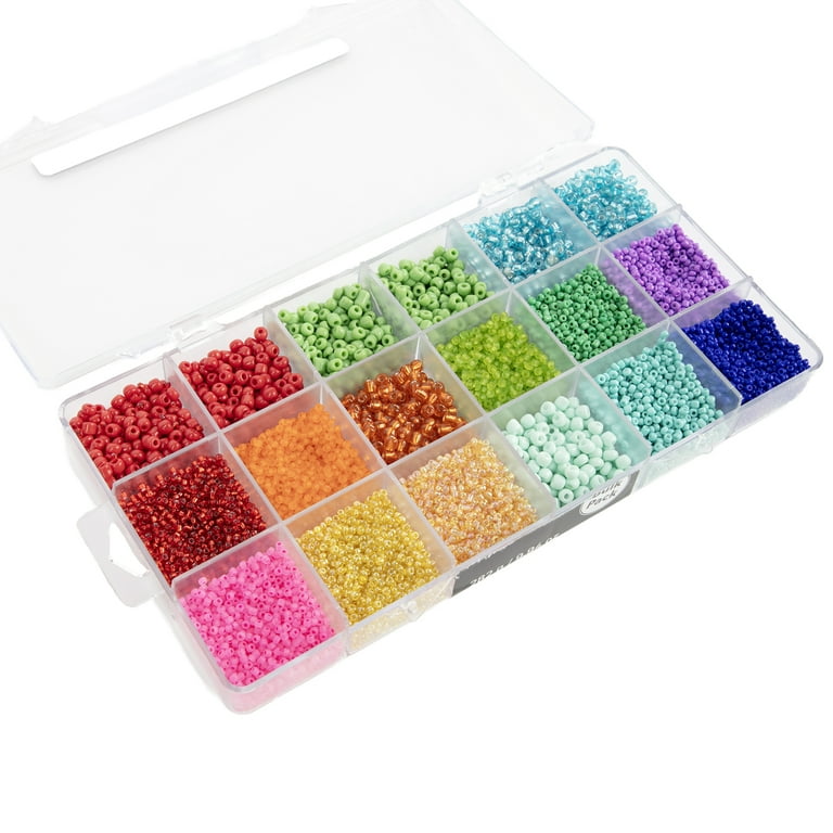 Threadart 12 Color Set of Glass Seed Beads - Size 12, Round 2mm - 10800  Beeds - 900 Beads Per Color