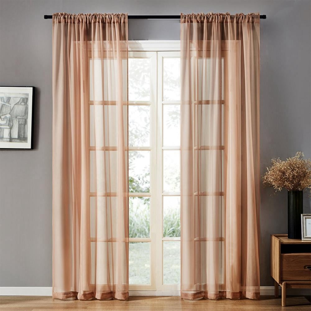 1Pair Lovely Solid Panel Sheer Curtain Window Drape 39" x 78" Long Rod Pocket 