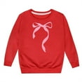thumbnail image 1 of PMVFHDE Sweat à Capuche pour Fille, Manches Longues, Col Rond avec Nœud, Rouge, 13-14 Ans, 1 of 4