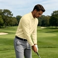 thumbnail image 6 of Mens Long Sleeve Tee Shirts Polo Shirts Button Placket Solid Color Golf Shirts Business Casual Tees, 6 of 8