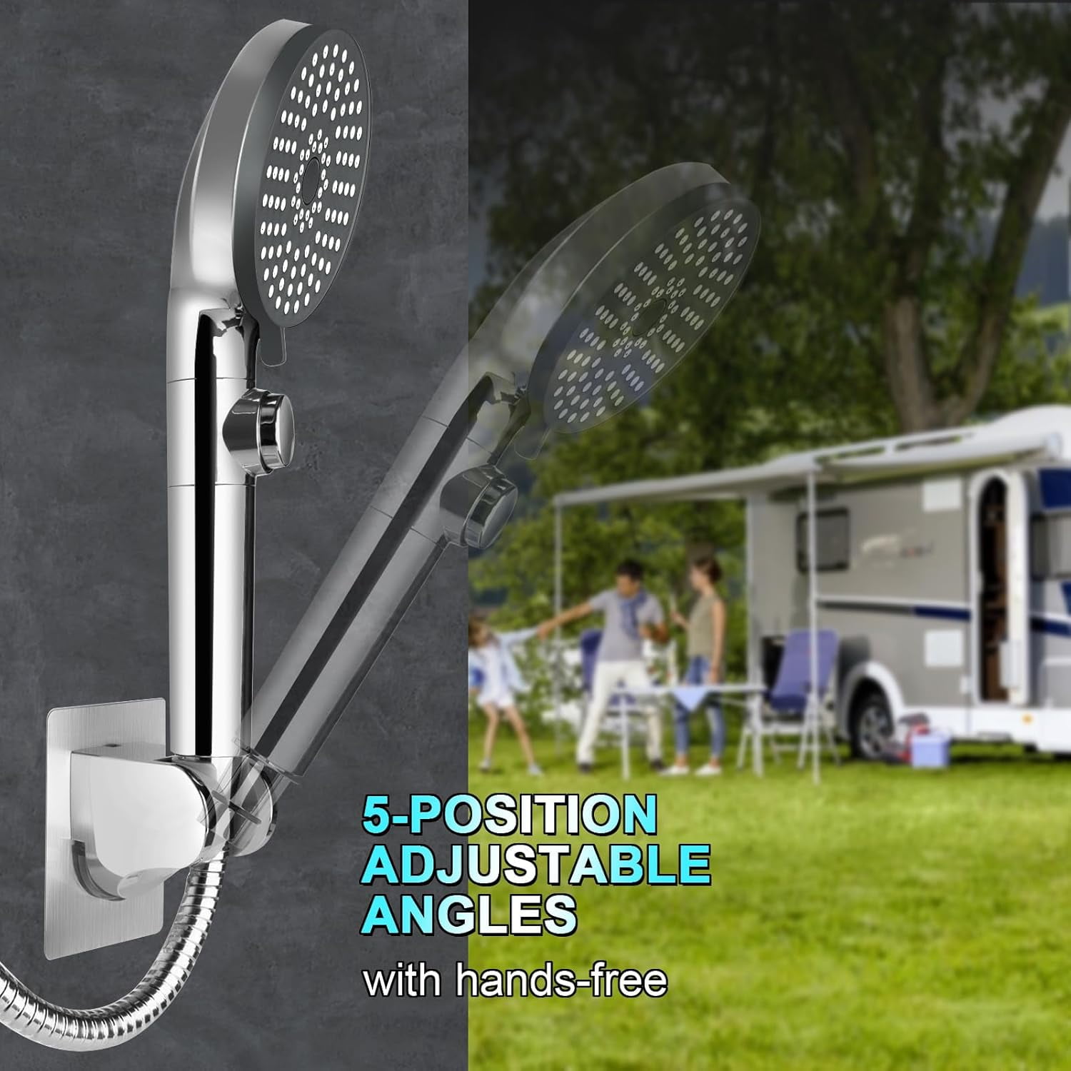 SONGAUN RV Shower Head with Hose, High Pressure 5 Mode Shower head Replacement, Shower Head for RV/Campers, Travel Trailer, Motorhome for Water Saving