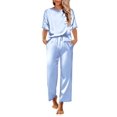 thumbnail image 4 of Ekouaer Womens Silk Satin Pajamas Set Two Piece Pj Sets Sleepwear Loungewear Short Sleeve Pj Sets, 4 of 5