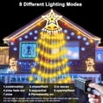 thumbnail image 5 of Hwawhin Outdoor Christmas Decorations Star String Lights, 8 Modes & 350 LED 11.5ft Waterfall Tree Lights with Star Topper for Christmas Indoor Outdoor Holiday New Year Lighting Decorations, Plug-in, 5 of 6