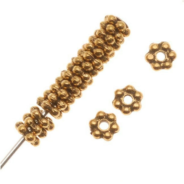 22K Gold Plated Pewter Daisy Spacer Beads 3mm (50)
