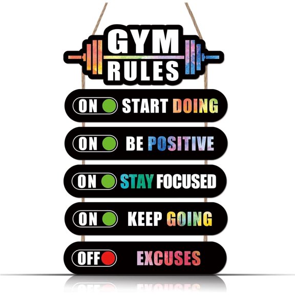 Wall Sign Gym,Exercise and Fitness Wall Art Sign,Motivational Quotes Exercise Wall Sign,Gym Posters for Home Wood Sign,Be Positive Wood Sign for Man Cave,Bar Pub,Garage Gym ,(12"X2.3"x5 12"x4.7"x1)